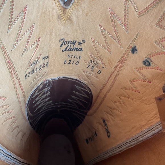 1970s Tony Lama Cowboy Boots 12 D Gold Label USA Made - Picture 3 of 16